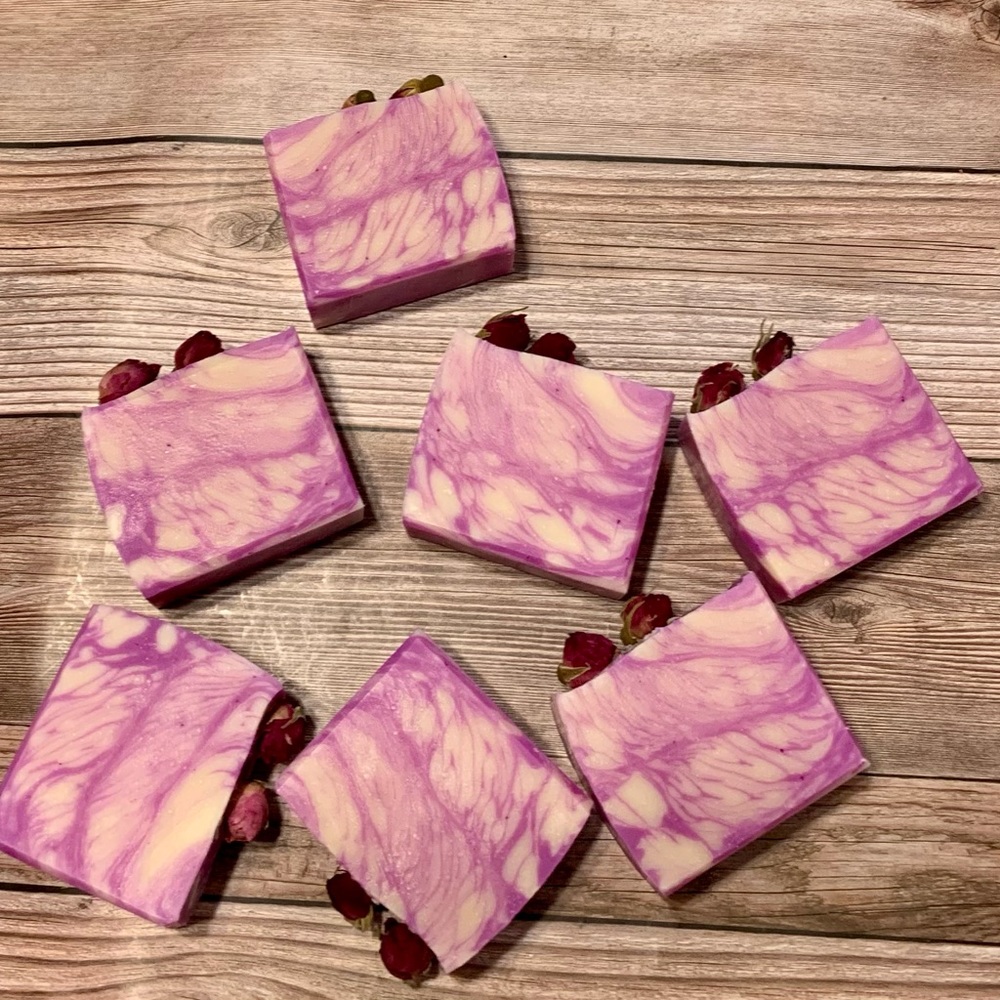 Hand Crafted Artisan Soap with Dried Rose Buds - Picture 2 of 6
